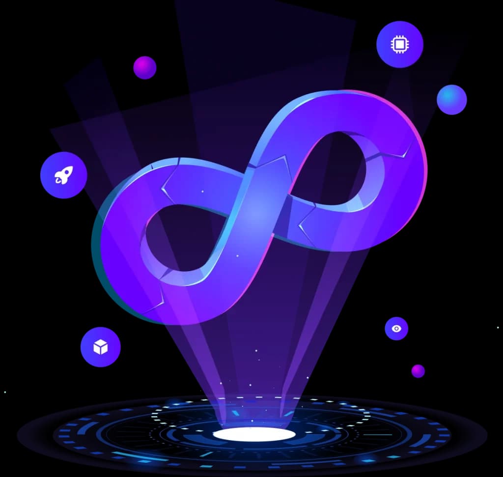 Green infinity loop representing cryptocurrency exchange