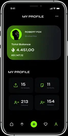 Illustration of a wallet profile on a phone